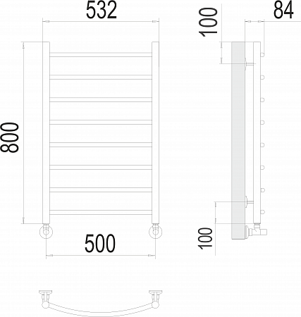 Классик П8 500х800 Полотенцесушитель  TERMINUS Будённовск - фото 3