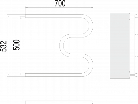 М-обр AISI 32х2 500х700 Полотенцесушитель  TERMINUS Будённовск - фото 3