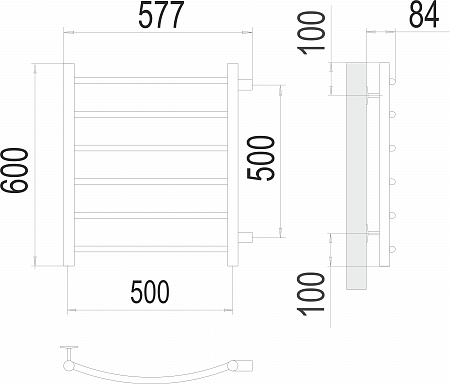 Классик П6 500х600 бп500 Полотенцесушитель  TERMINUS Будённовск - фото 3