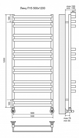Линц П15 500х1200 Полотенцесушитель  TERMINUS Будённовск - фото 3