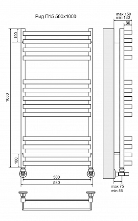 Рид П13 500х1000 Полотенцесушитель  TERMINUS Будённовск - фото 3