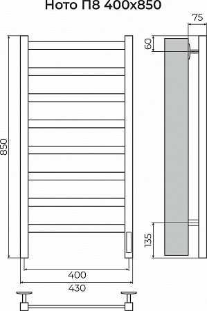 Ното П8 400х850 Электро (quick touch) Полотенцесушитель TERMINUS Будённовск - фото 3