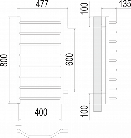 Виктория П8 400х800 бп600 Полотенцесушитель  TERMINUS Будённовск - фото 3