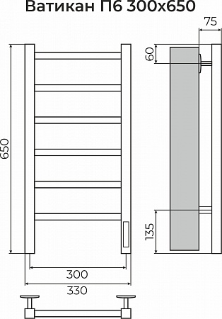 Ватикан П6 300х650 Электро (quick touch) Полотенцесушитель TERMINUS Будённовск - фото 3