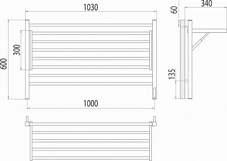 Горизонт П8 1000х600 электро КС ЧЕРНЫЙ МУАР (sensor quick touch) Полотенцесушитель TERMINUS Будённовск - фото 5